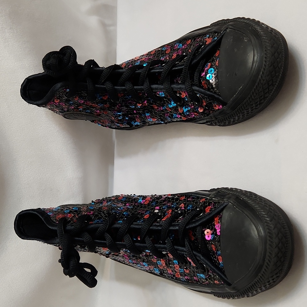Converse CTAS Sequin High-Top Black Multicolored Sneakers (W Size 5)